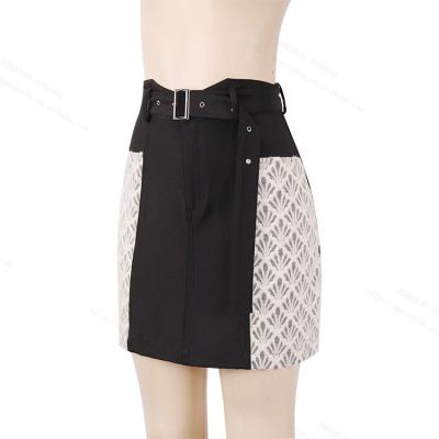 China Breathable Women Fashion High Waist Lace Skirt With Belt for sale