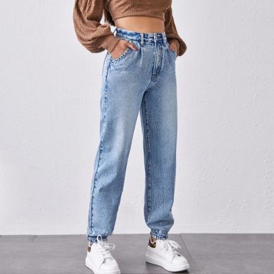 China 2021 Custom High Leg Straight Jeans Women Waist Mom Breathable Wholesale Mom Jeans for sale