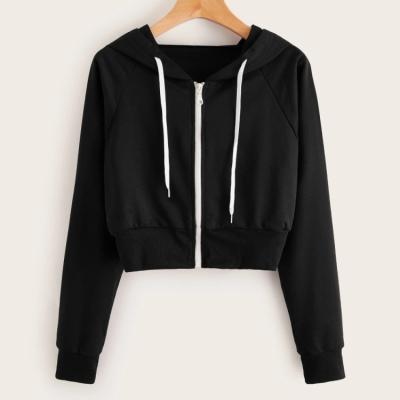 China Wholesale Custom QUICK DRY Women Drawstring Cropped Zipper Hoodie for sale