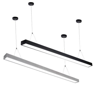 China High Brightness Black white modern indoor suspended tube linear pendant light ceiling supermarket office pendant linear led batten light for sale