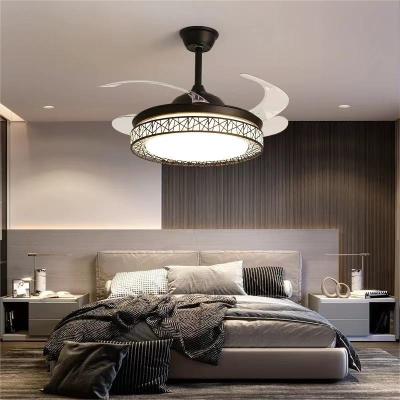 China Modern Beautiful and fashionable living room dining room fan chandelier design model gold bedroom fan pendant light for sale