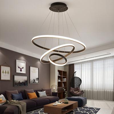 China Modern Contemporary Hanging Ceiling Globe Ring Luxury Acrylic Nordic Round Modern Lamp Lampen Chandelier Led Circle Pendant Light for sale