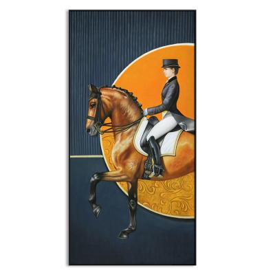 China 2022 Hot Selling Hand Painted Modern Customizable Framed Painting Woman Figure Oil Painting On Horseback for sale