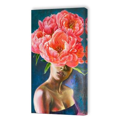 China Modern Sexy White Flowers Oil Painting Woman Figure Distiller Life Painting Core Volume Home Decor for sale