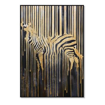 China Large Canvas Abstract Animal Acrylic Zebra Interior Decorative Painting Gold Gold Can Be Customized Frame for sale