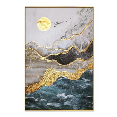 China Hot Line Abstract Oil Painting Gold Foil Oil Painting Home Decoration Wall Sale Abstract Oil Painting for sale