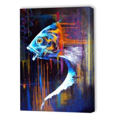 China 100% Hand Painted Decorative Painting Pictures Customized Abstract Handmade Oil Painting 100% Color Fish for sale