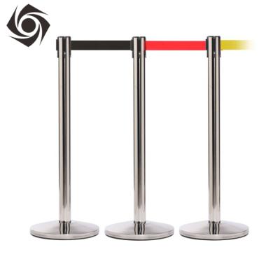 China 201 / 304 Stainless Steel Belt Retractable Queue Barrier Pole Retractable Tape Rack Stand Barrier For Airport for sale