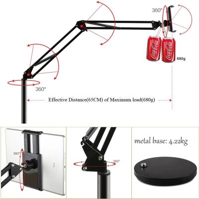 China Lazy Rotating Long Arm Stand Tablet Smartphone Holder LCD Display Flexible Metal Long Stable Arm for sale