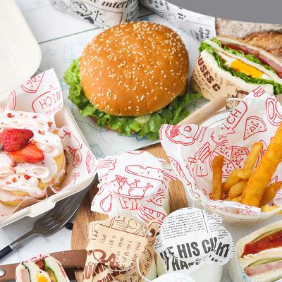 China Wholesale Greaseproof Burger Wrap Custom Design PE Coated Sandwich Wrapping Bread Food Grade Hamburger Wrapping Paper To Size for sale