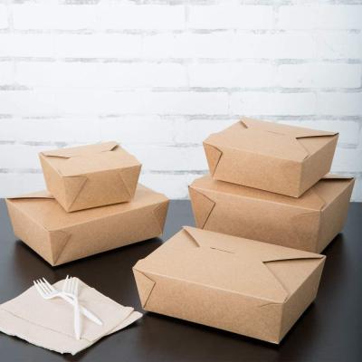 China Wholesale Greaseproof Portable Fast Box Disposable Factory Customs Services Food Packaging Microwavable Brown Wrapping Paper Take Away Boxes for sale