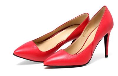 China Latest Shiny 8CM Womens High Heel Pumps Shoes Red Dancer / Bridesmaid Shoes for sale