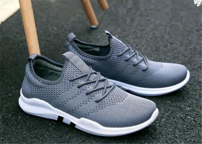 China Gray White Mesh Upper Slip On Sports Shoes , Korean Trend Mens Jogging Trainers for sale