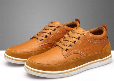 China 6CM Height Increasing Comfortable Casual Shoes Leather Upper Lace Up Moc Toe for sale