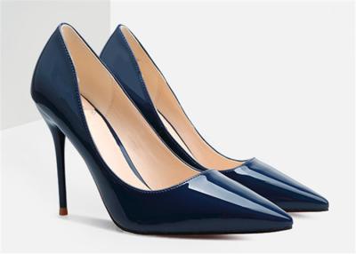 China Spring Autumn Womens High Heel Pumps Dark Blue Stiletto Shoes For Wedding for sale