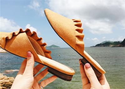 China Low Heel Comfortable Clogs And Mules Supper Fiber Upper With Ruffles Around for sale