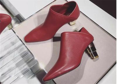 China Plain Upper Closed Toe Mule Heels Red Heeled Ankle Boots Dual Purpose Shoes for sale