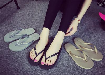 China Latest  Shower Flip Flops , Female Flip Flops Shoes With Rhinestone / Metal Logo for sale