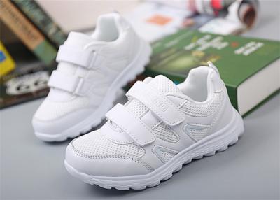 China Breathable Little Girl Gym Shoes , Kids White Sneakers With Two Magic Straps for sale