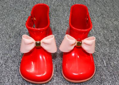 China Comfortable Little Kids Shoes Childrens Rain Boots Plastic Upper With Bowknot for sale