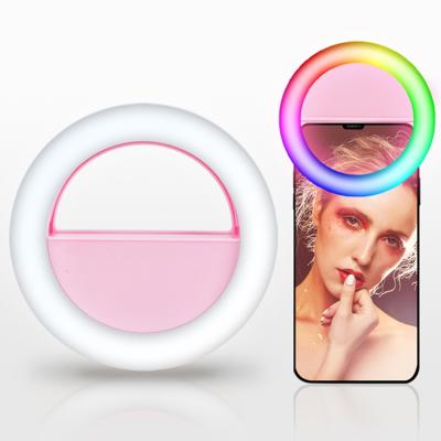 China Photographic Light Live Led Selfie Ring Light Tiktok RGB Beauty Phone Clip Portable Rechargable Makeup Sufficiency Light for sale