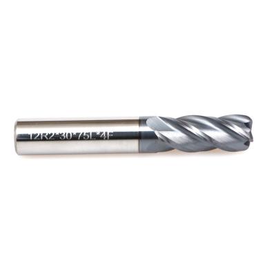 China Hrc45 High Speed ​​Cut 4 Flutes Coated CNC Cutting Tool Solid Carbide Corner Radius End Mill for sale