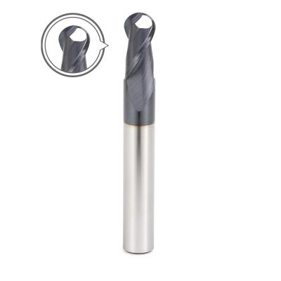 China 2 HRC55 Rough Finishing Flute Tungsten Carbide CNC Cutting Tools High Speed ​​Ball Nose End Mill for sale