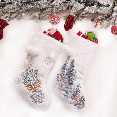 China Non-woven fabric; short plush knit custom white christmas stocking decoration christmas stocking for sale