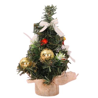 China PVC; Canvas Table Top Ornaments Christmas Tree 20cm PVC Mini Christmas Tree for sale