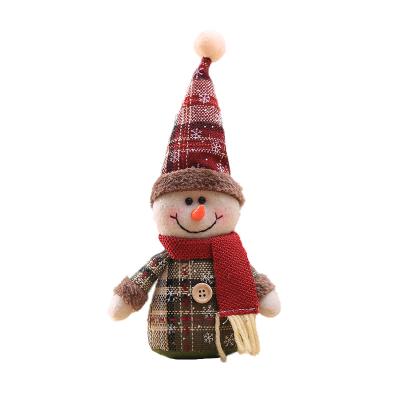 China Fabric + Cotton Padded Christmas Tree Ornaments Cartoon Figures Snow Plaid Fligures Christmas Tree Decorations for sale