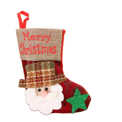 China Pilou; Rustic Fleece Christmas Stocking Decorations Pet Stocking Christmas Faux Leather Pendants Retro for sale