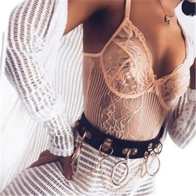 China European and American style hip-hop metal waist chain sexy punk leather personality exaggerated body chain for sale