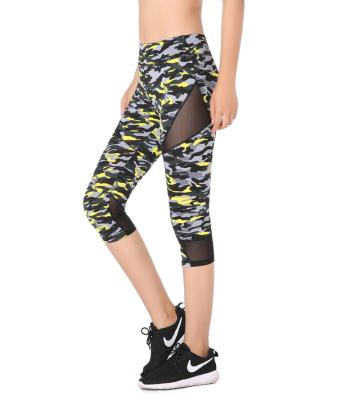 China Antibacterial Mesh Panel Capri Yoga Legging Women Antibacterial High Waist Gym Fitness Camouflage Yoga Legging Women for sale