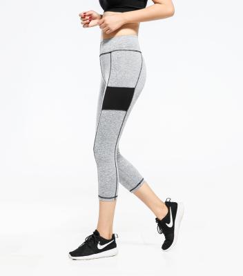 China Factory Wholesale Antibacterial Women's Yiwu Fitness Legging Autumn Light Gray Patchwork Capri Antibacterial Summer for sale