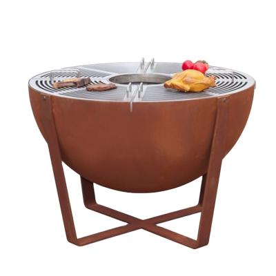 China Easily Assembled Corten Steel BBQ Fire Pit Commercial Charcoal Outdoor BBQ Grill for sale