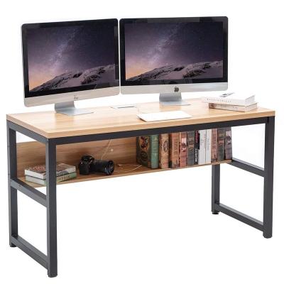 China Small modern modern home office computer desk wooden study table with shelf for sale