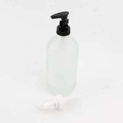 China Personal Care Longan Customize Liquid Soap Dispenser Frosted 28/400 Glass Bottle Plastic Lotion Pump For Washing for sale