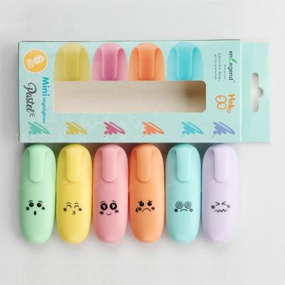 China office & New Design School Markers 6pcs Pastel Color Mini Scented Highlighter Marker Set With Hanger Box for sale