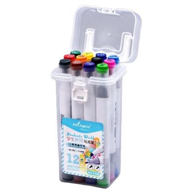 China Painting.Drawing.Writing. Advertizing.Promotion Customized 12/24/36/48/60 Washable Dual Colors Fancy Water Based Art Marker Set With PP Barrel for sale