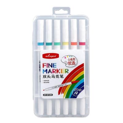 China Hot Sale Painting.Drawing.Writing.Advertizing.Promotion Student Stationery 12/24/36 Twin Colors Tips Rainbow Sketch Marker Set with Round Barrel for sale