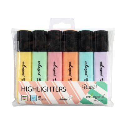 China office & School Markers RTS 6 Pastel Colors Office and School Style Highlighter Bar Marker Pen Set with PVC Wallet for sale