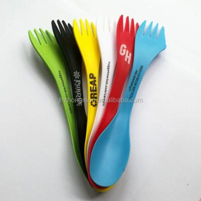 China Viable Custom Colorful Plastic Fork Spoon Creative Multifunctional Logo Spork for sale