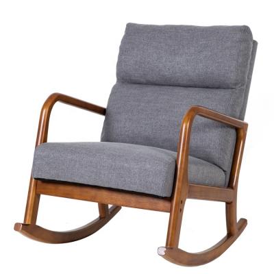 China Reclining lounge chair comfortable wood scandi upholstered rocking chair accent leisure chair for sale