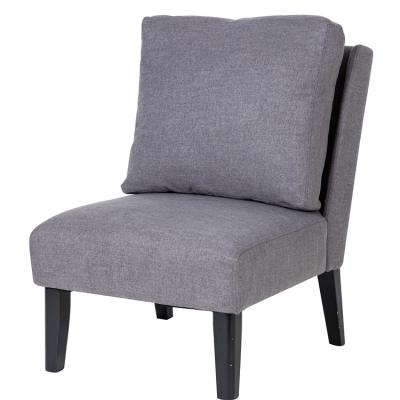 China Modern Flush Fabric Leisure Reclining Thick Padded Solid Wood Lounge Armless Chair for sale