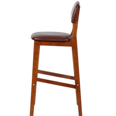 China Scandinavian Walnut Household Nordic Antique Bar Stool High Moden Wooden Counter Bucket for sale