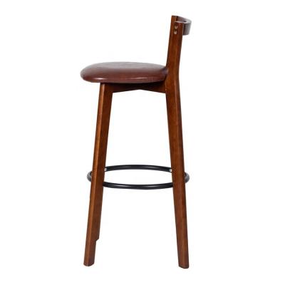 China Nordic Scandinavian solid wood bar stool PU kitchen counter high bar chair metal footstool for sale