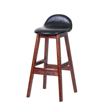 China Simple Design Contemporary Square Bar Stool Wood High Bar Counter PU Padded Home Decor Chair for sale