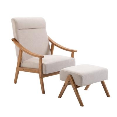 China High Reclining Back Lounge Armchair With Stool Recliner Solid Wood Outdoor Lounge for sale