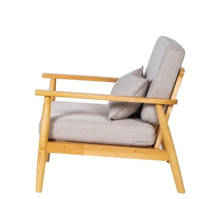 China Outdoor Simple Wooden Loveseat Lounge Chair Reclining Three Person Armchair for sale