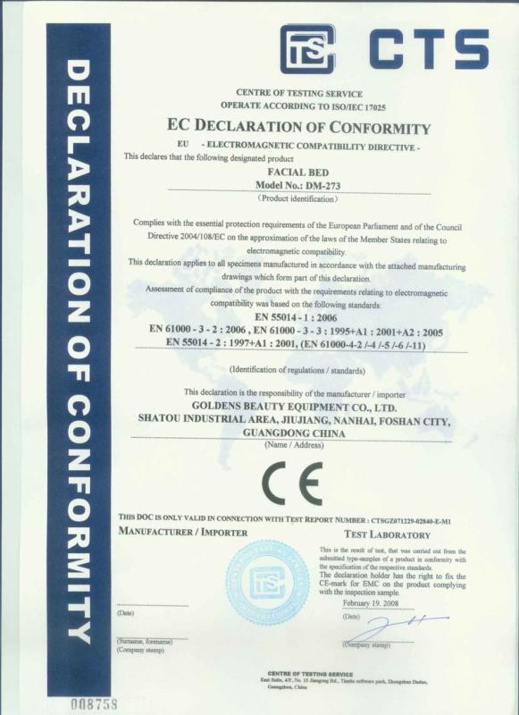 CE - Foshan Goldens Beauty Equipment Co., Ltd.